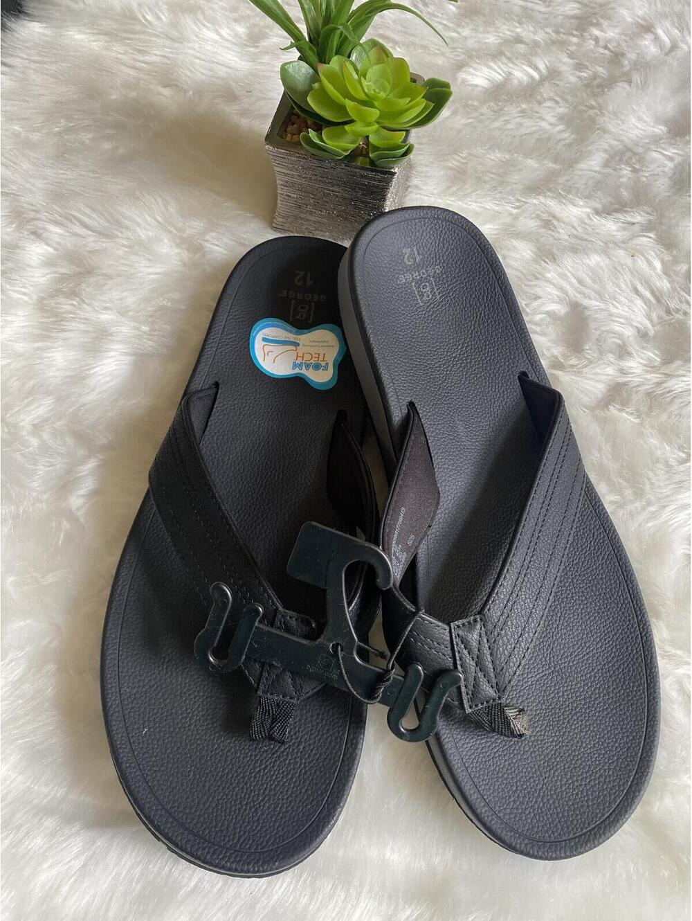 George Black Foam Tech Flip Flop Sandals Size 12